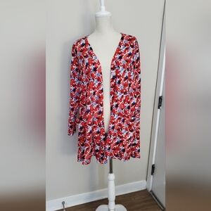 LuLaRoe Red Floral Cardigan Size M